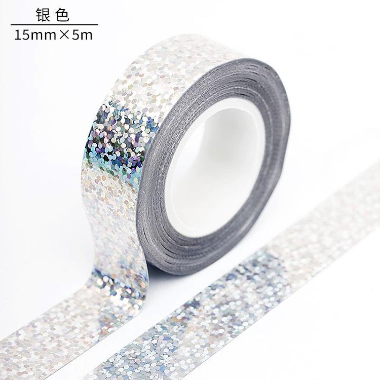 5M Laser Pattern Tape Blue Green Silver Creative Color Basic Diy Bookkeeping Decorative Material Stickers Handmade Tape