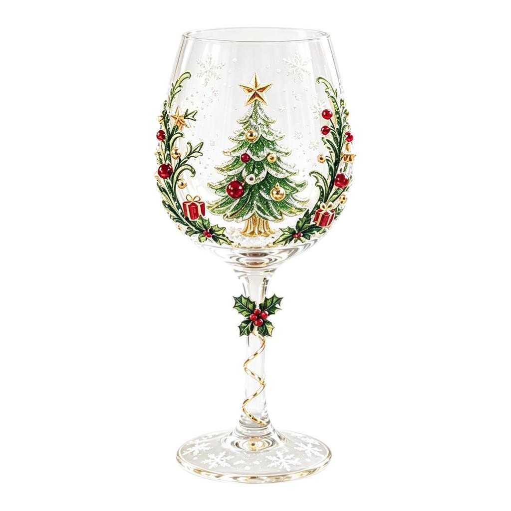 Christmas Stemless Wine Glasses Holiday Glassware Christmas Glass Art Cup for Coffee Cocktails Whiskey Soda