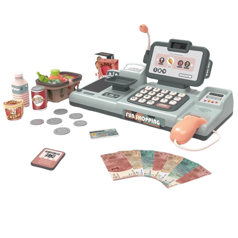 Kasse Spielzeug für Kinder: Supermarktkasse mit Taschenrechner, Musik und Zahlungs-Simulation