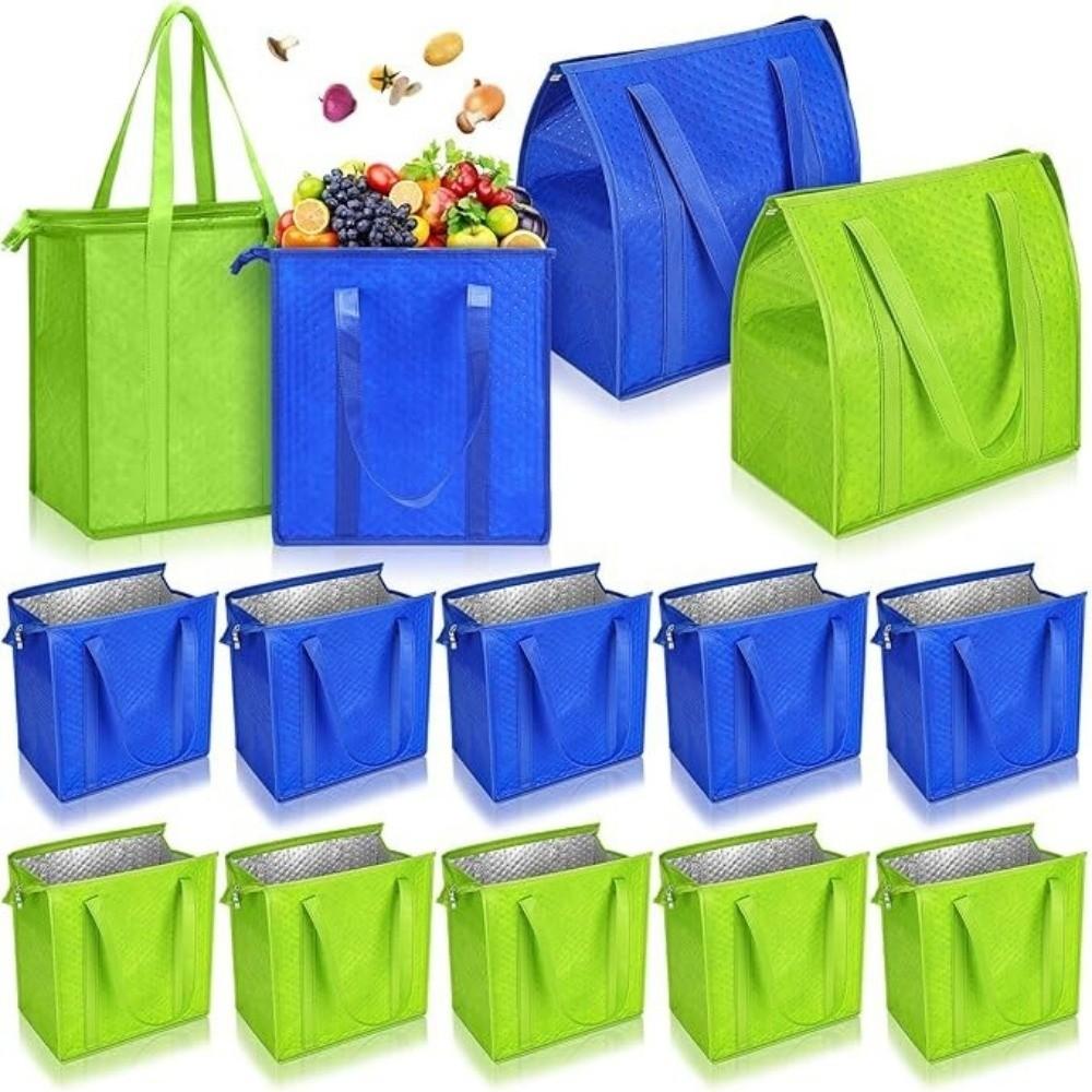 Tragbare Vlies-Thermokühlertasche, isolierte faltbare Lunchbox, große Kapazität mit Reißverschluss, Aluminiumfolien-Handtasche, Picknick, Camping