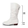 Fashion Fashion White Women's Mid Calf Boots Pleated Design PU Leather Cowboy Boots Woman Lace Up Comfort Low Heels Casual Botas Mujer