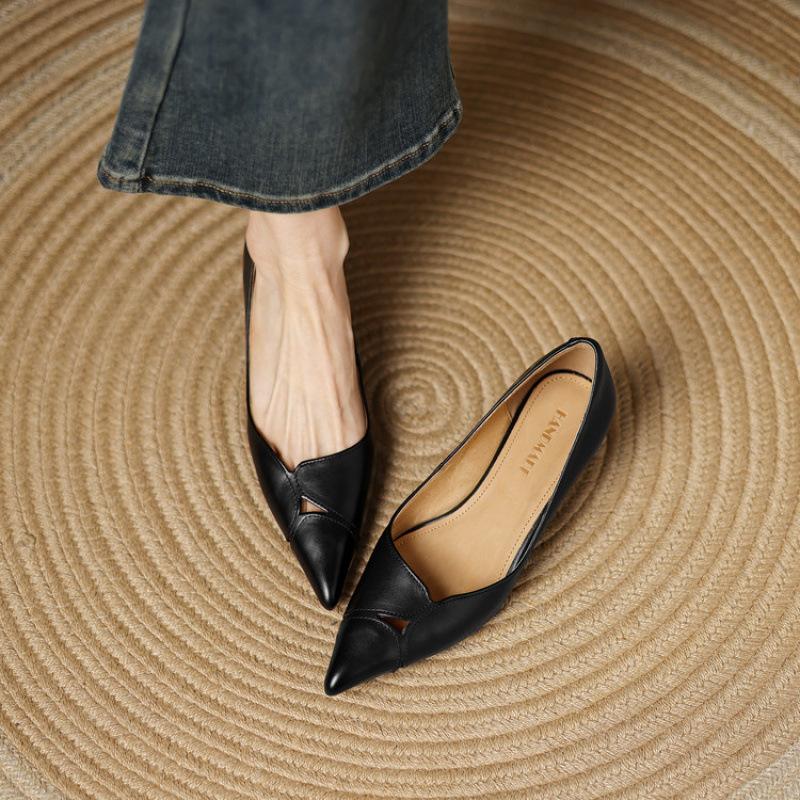 French Retro Stiletto Shoes Spring New Foot Cover Shallow Mouth Commuting Versatile Pointed Four Seasons Temperament Women's Versatile Single Shoes
