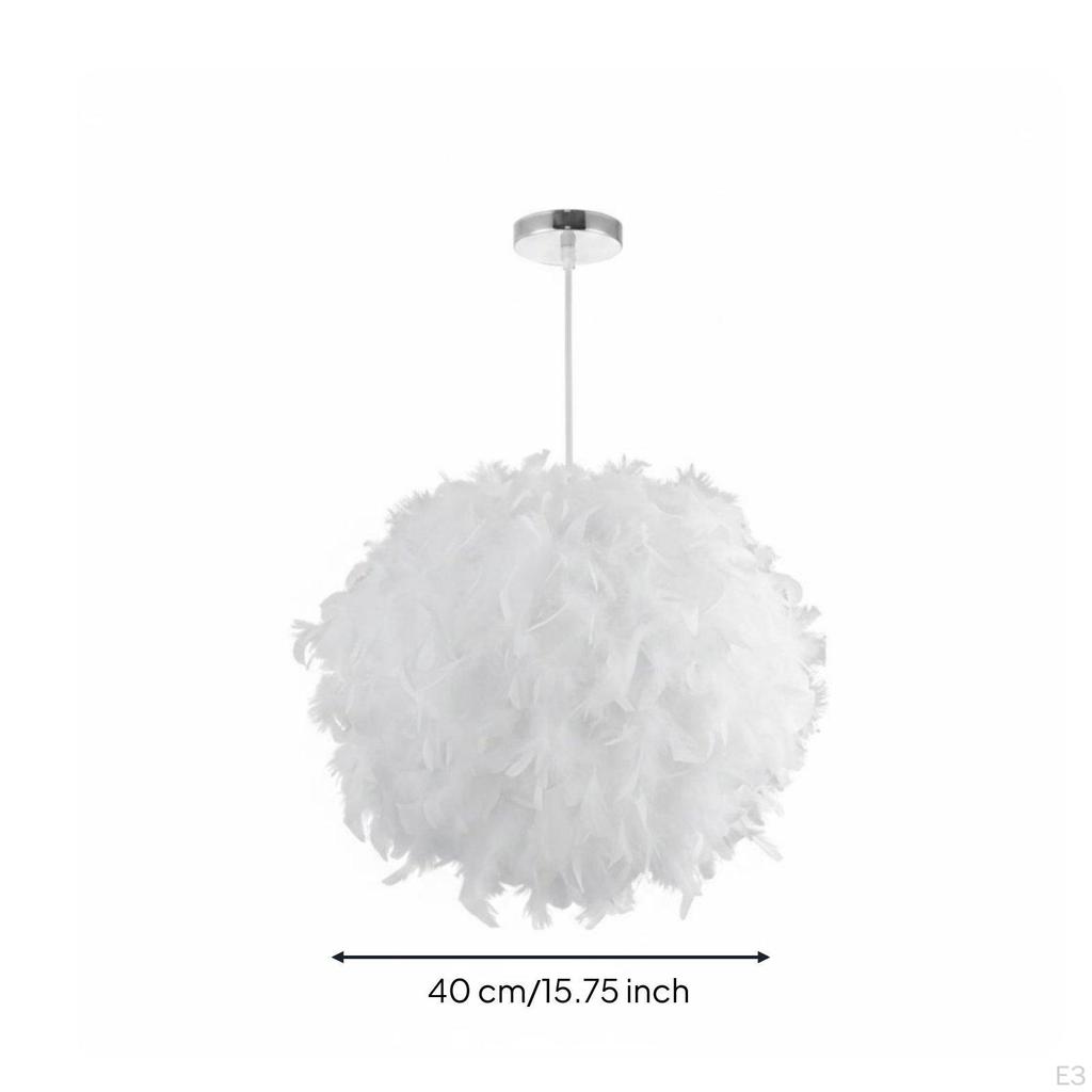 Feather Pendant Light Romantic Chandelier for Bedroom, Living Room 25CM