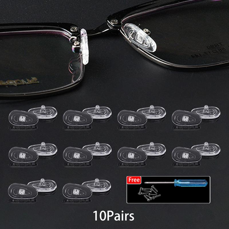 KAMMPT 5/10 Pairs Per Set Oval Screw-in Silicone Glasses Nose Pads High Quality Common Elastic Nose Brackets for DIY Replacement