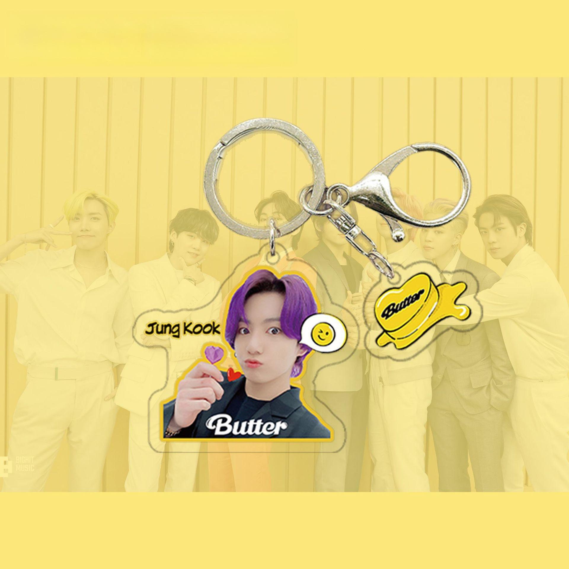 

BTS Butter Album Keychain, K-pop Butter Series Member Keyring with Cute Butter Charm, Bag Pendant for ARMY Fans JUNGKOOK