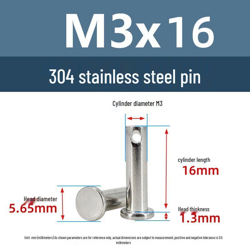 304 Stainless Steel Cylindrical Flat Head Positioning Pin with Hole (M3-M10)