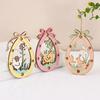 3Pcs Easter Cute Bunny Eggs Wooden Ornament Hanging Pendants with Rope 2025 Easter Home Decoration Kids Party Toy Gift Favors