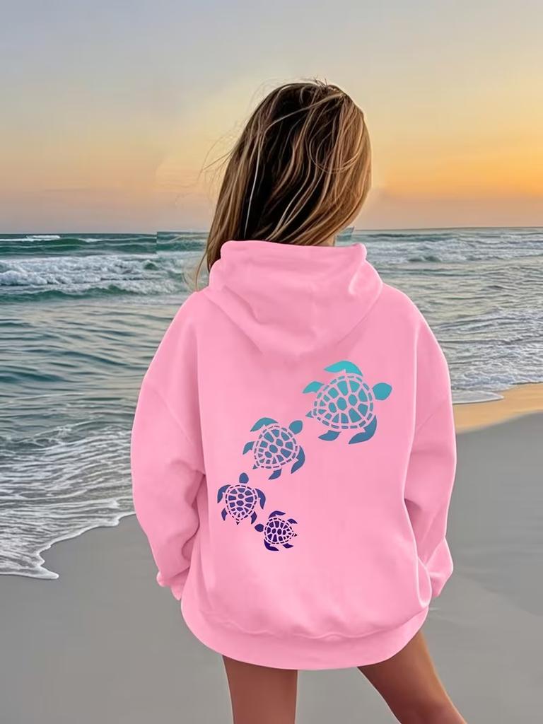 Cute Hoodie Colorful Sea Turtle Kids Girls Children's Sweatshirt Cute Graphic Hoody Boys Autumn Winter Casual Hoodies