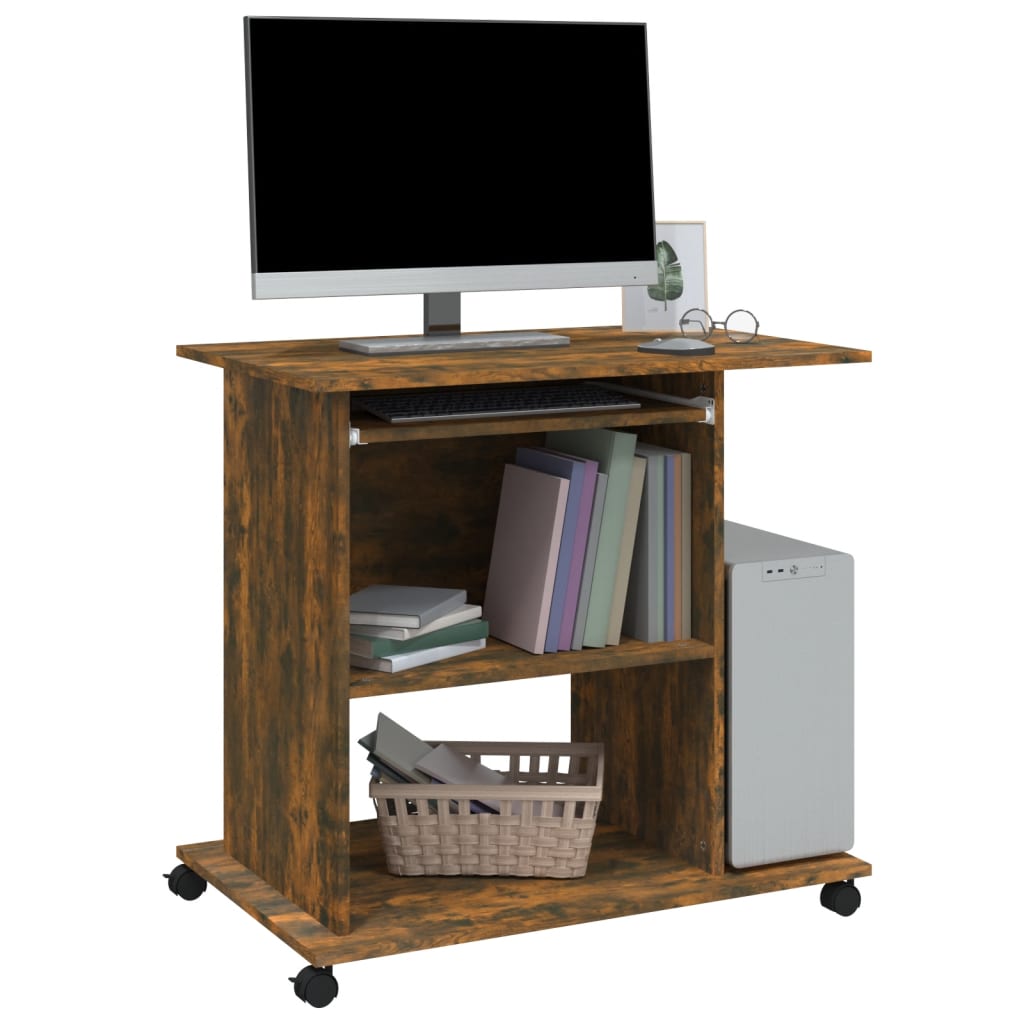 Smoke Oak Computer Desk 80 X 50 X 75 Cm Particleboard