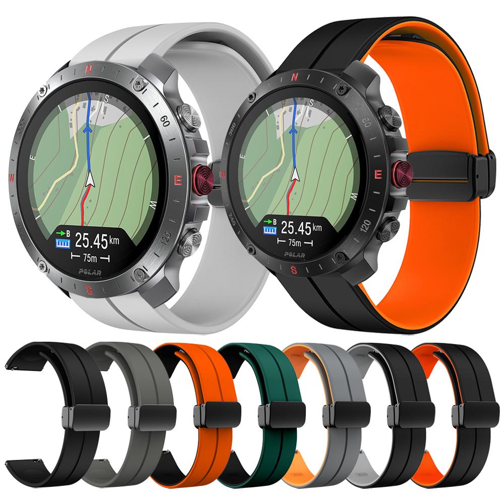 22mm 20mm Magnetischer Verschluss Silikon-Armband für POLAR Grit X2 Pro Titan / Vantage V3 M M2 / Ignite 3 2/Pacer / Unite Armband