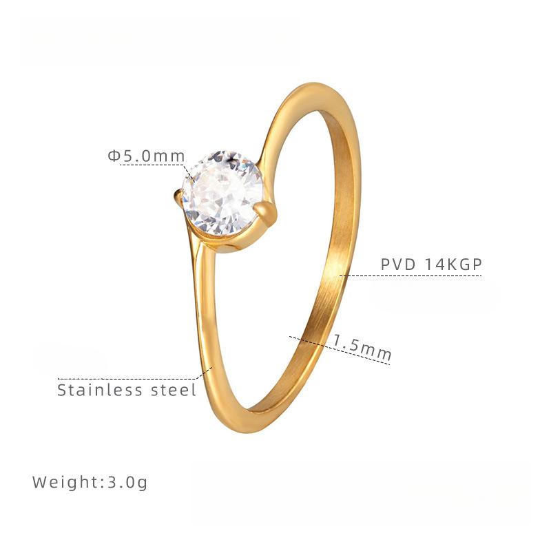 Leichter Luxus Super Flash Zweikrallen Zirkon Diamantring, Nischen-Ins-Stil High-End Ring Damen Titanstahl Anlaufbeständiger Schmuck