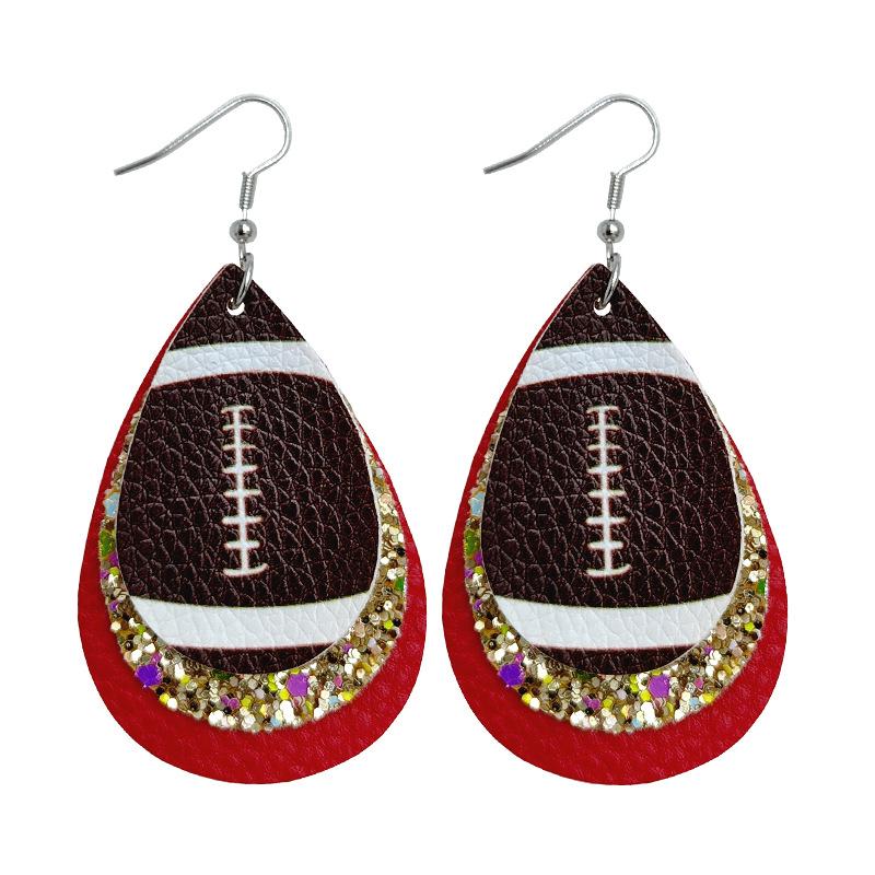 Rugby Drop Leather Earrings Multi-Layer Christmas Earrings