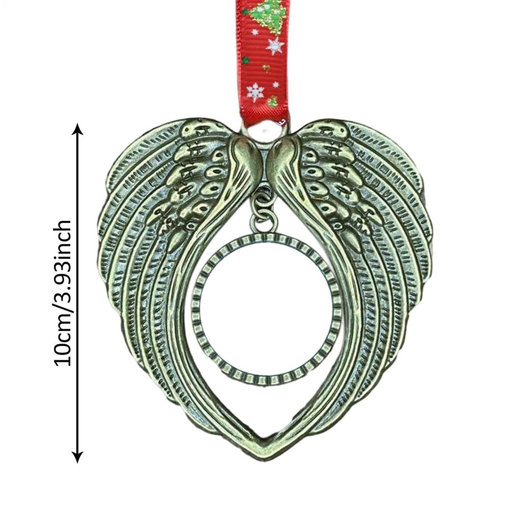My Heart Is In Heaven Angel Wing Ornament Christmas Tree Pendant Festival Party Household Decorations Xmas Memorial Pendants