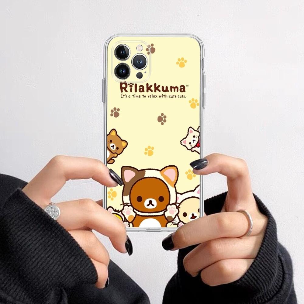 Cute Cartoon R-Rilakkuma Phone Case for iPhone 16 15 8 7 6 6S Plus X SE XR XS 14 11 12 13 Mini Pro Max Mobile Case
