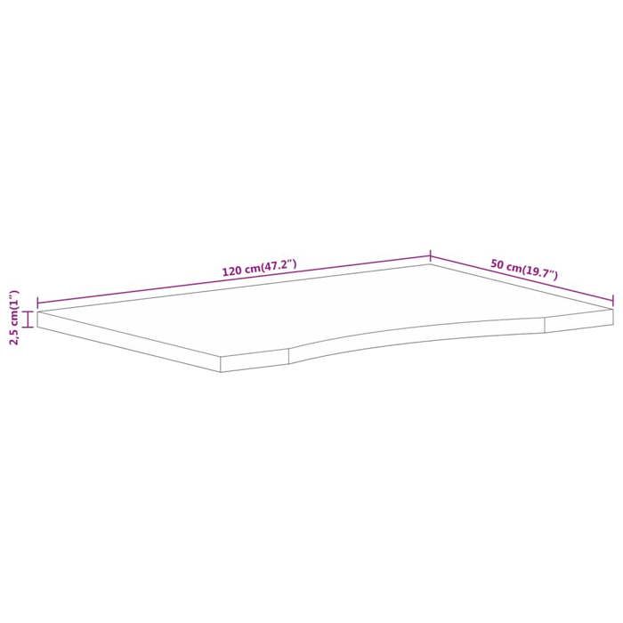 VidaXL Dessus de bureau avec courbe 120x50x2,5 cm manguier massif brut 370211