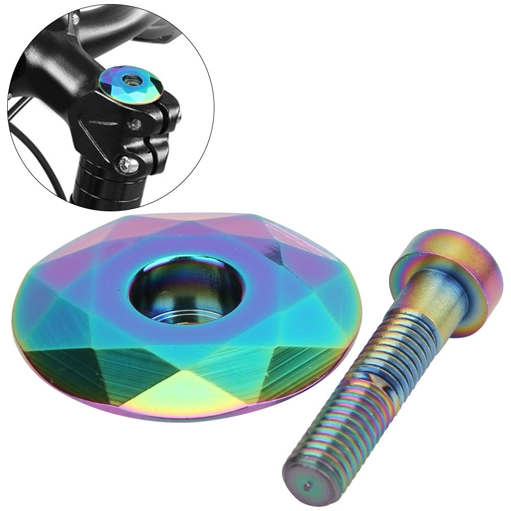 Aluminium Alloy Mountain Bike Headset Stem Top Cap Titanizing Cover Bicycle Modification