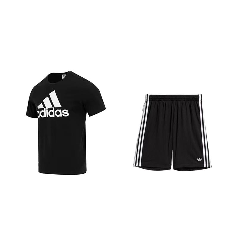 

Adidas Letter Logo Design Printed Comfortable Short Sleeve Simple Mid Waist Shorts Casual Sports Suit Unisex Sports Suit IC9347+CE9040 S