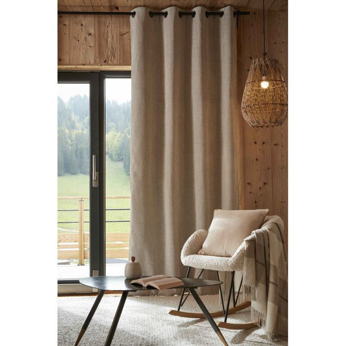 Set of 2 Soundproof and Thermal Blackout Curtains Lined with Fleece "Bjorn" 100% Opaque - Bjorn Pampa - 2 Blackout Panels + Fleece