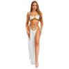 4-Piece Egyptian Queen Costume Set S-4XL for Womens - Crop Top Collar Sleeves and Side Slit Chiffon Skirt with Metallic Shiny Details
