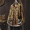 Kobieta Jesień Chiński Styl Vintage Nadruk O-Neck Luźny Sweter Moda Swobodny Długie Rękawy Swobodny Sweter