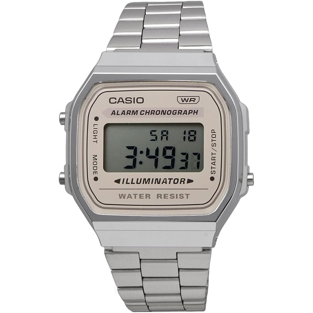 Casio Vintage Series A168WA-8AY Digital Watch Silver Light Beige Unisex Kids