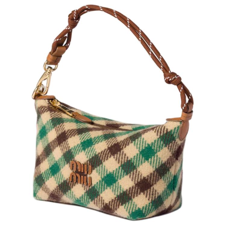 MIU MIU Logo Wolle Clutch Damen Clutch Kamel Grün 5NE841_2IFK_F0HDZ