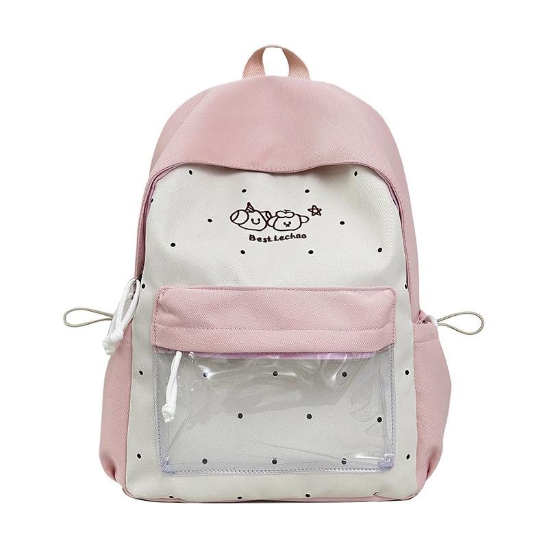 Schoolbag large capacity backpack female contrasting color small fresh schoolbag high school college student campus ins wind transparent simple
