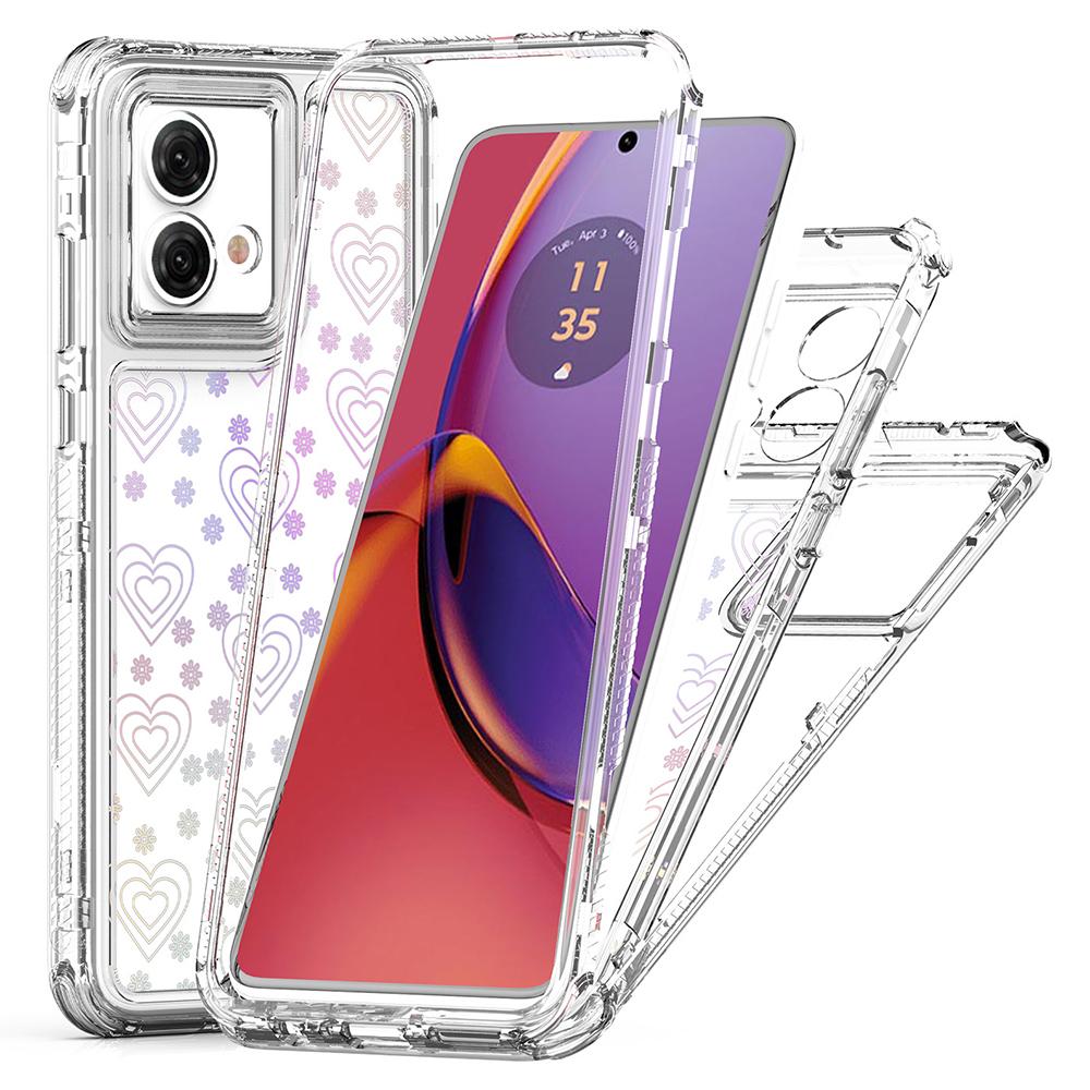 For Motorola Moto G84 5G Case Clear Acrylic TPU Hybrid Phone Cover with Laser-printed Film