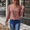 Women's Fashion Casual Spring Autumn Solid Color Print Long Sleeve Square Collar Blouses & Shirts