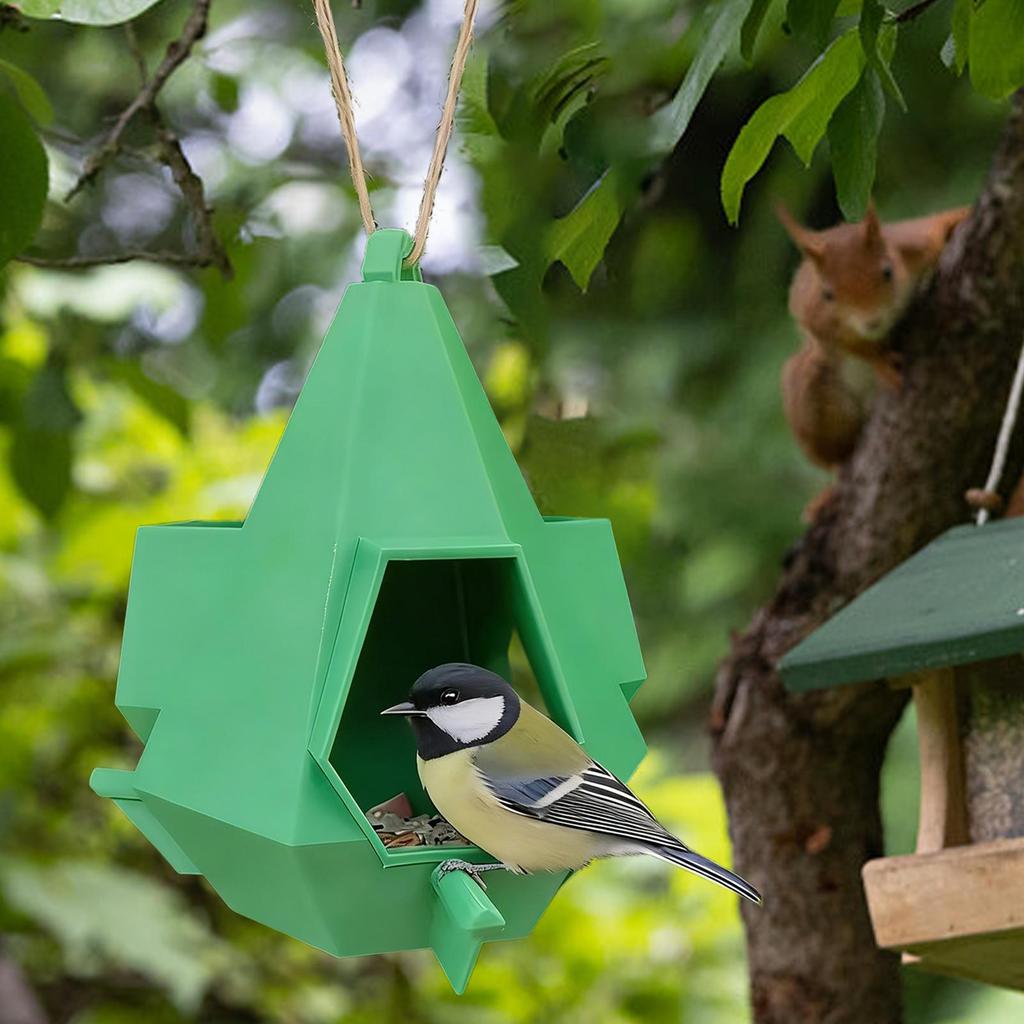 Bird Feeders for Outdoors Hangable Shelter Food Station Roof Design Weather Resistant Easy Refill Wild Bird Feeders for Adults