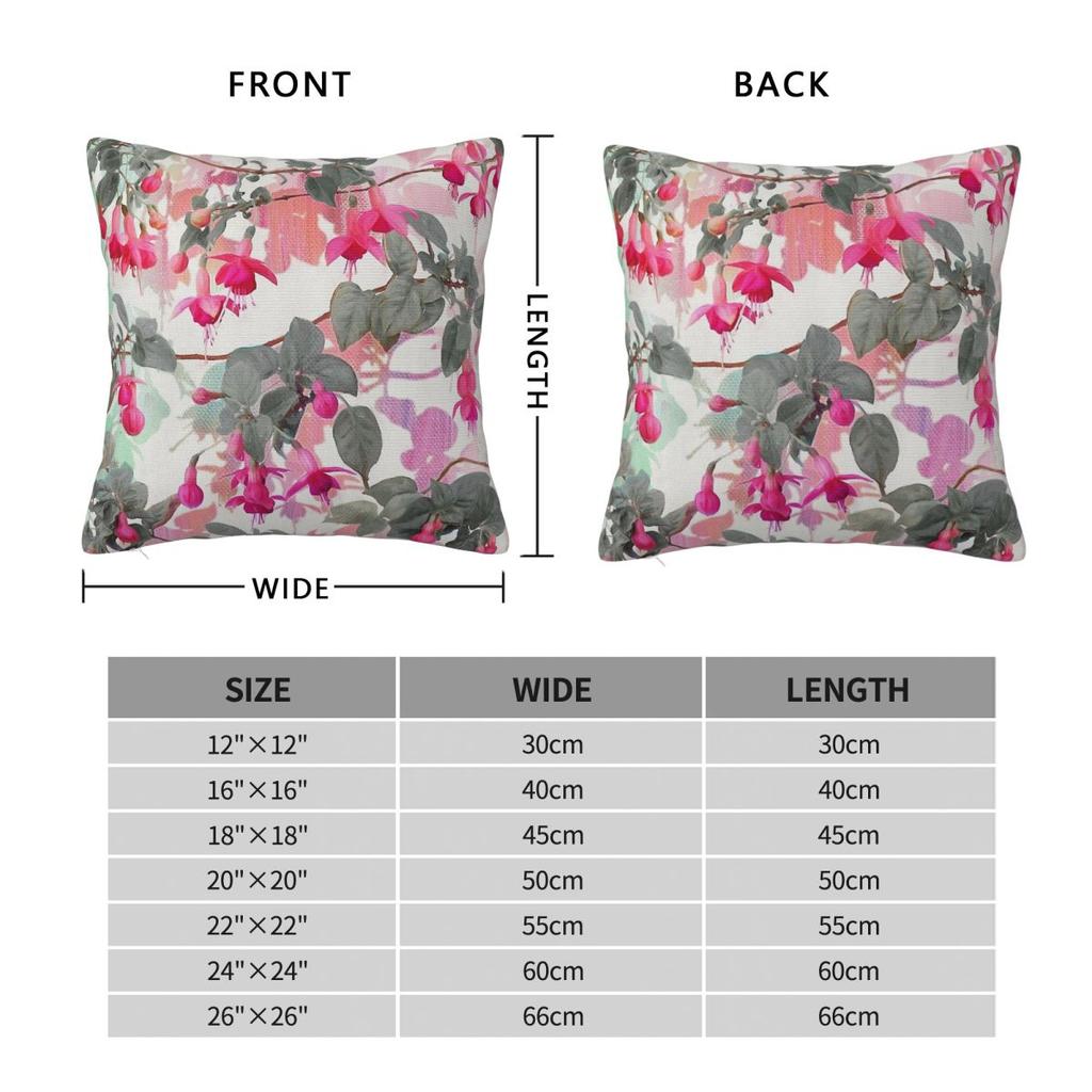 Rainbow Fuchsia Floral Grey Square Pillowcase Polyester Linen Velvet Creative Zip Decorative Throw Pillow Case Sofa Seater Cover