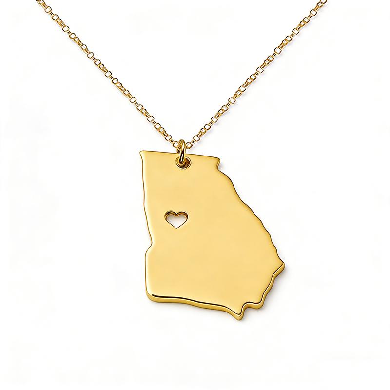 Trendy Georgia Map Necklace United States Map Pendants Necklaces Stainless Steel Jewelry Gifts