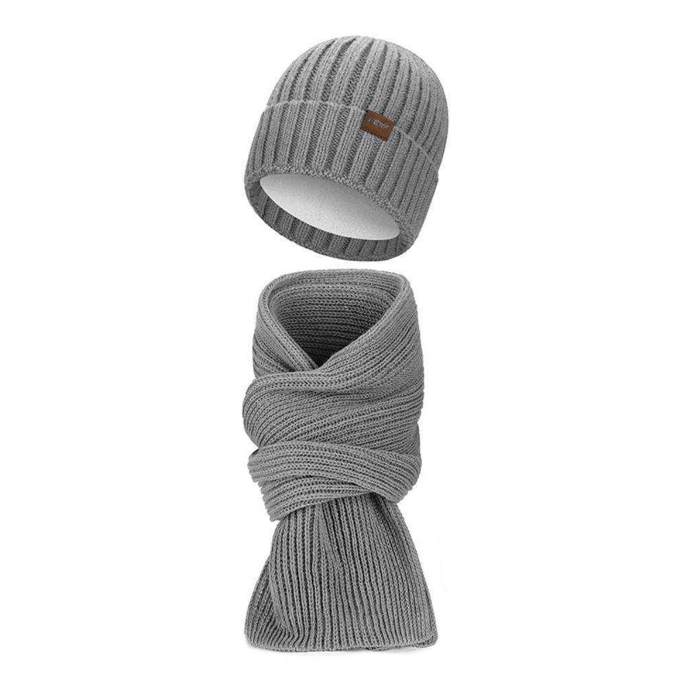 New Thickened Velvet Beanie Hat Soft Ear Protection Cap and Scarf Set Winter Warm Knitted Beanies Knitted Hat Unisex