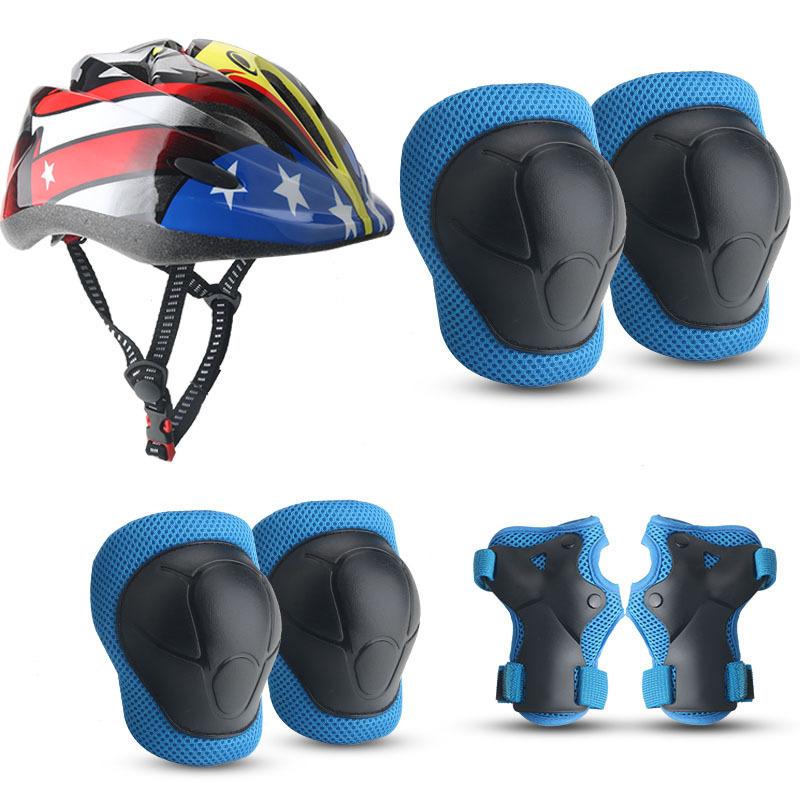Kinder Rollschuh Schutzausrüstung Set Balance Bike Skateboard Palm Skateboard Knie Pad Ellenbogen Pad Fahrrad Sieben-stück Schutzhelm