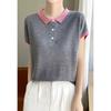 Women's T-shirt Summer Fashion Age Reduction Lady T-shirt Temperament Korean Version POLO Collar Ladies Knitted Tops