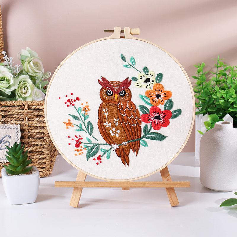New Diy Handmade Embroidery Material Bag, Squirrel Owl Fox Cat Elk