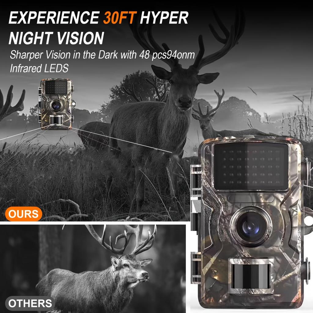 Jagdkamera, 16 MP, 1080 P, 940 nm, Infrarot-Nachtsicht, Bewegungsauslöser, Sicherheitskamera für den Außenbereich, Wildtier-Fotofallen