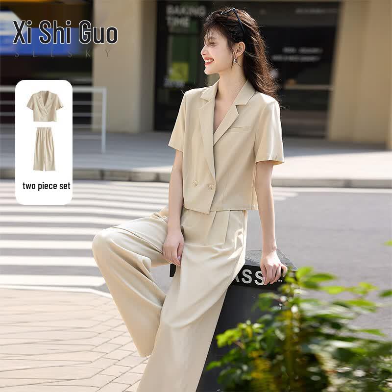 Sllsky Women s Summer Short Sleeve Suit Set 2XL