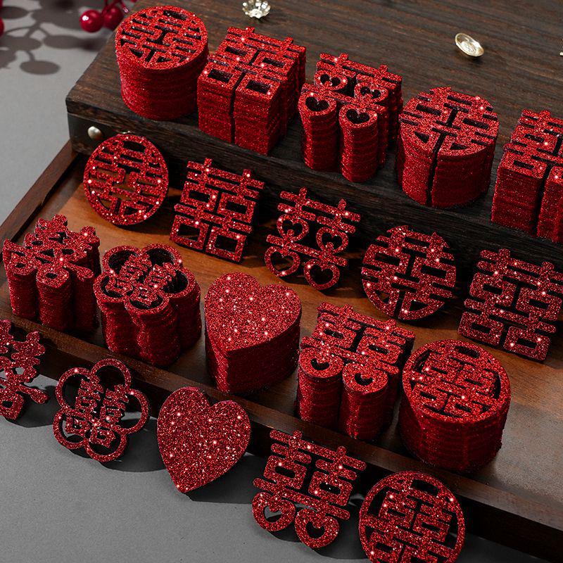 Double Happiness Wedding Bed Scattering Decoration - Creative Fruit Plate & Staircase Accents