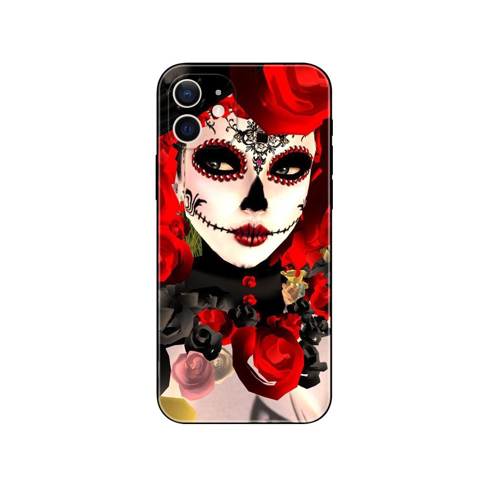 

Чехол для телефона Pink Girl Skull для iPhone 5 5S 2020se 6 6s 7 8 plus x 10 XR XS 11 12 13 mini pro MAX, черная задняя крышка из ТПУ iphone 13pro MAX