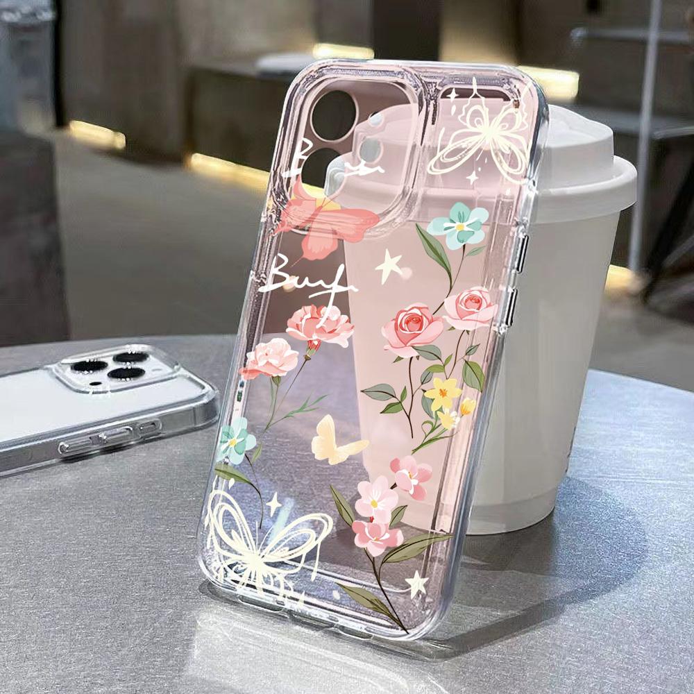 Gold Butterfly Phone Case For iPhone 17 16 15 11 13 12 14 Pro Max 16e Air 7 8 Plus XR SE 2022 2020 Soft TPU Transparent Cover
