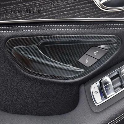 Carbon faser Auto Innen Tür Armlehne Griff Abdeckung Trim Tür schüssel rahmen Aufkleber Für Mercedes Benz CE Klasse W205 W213 GLC X253