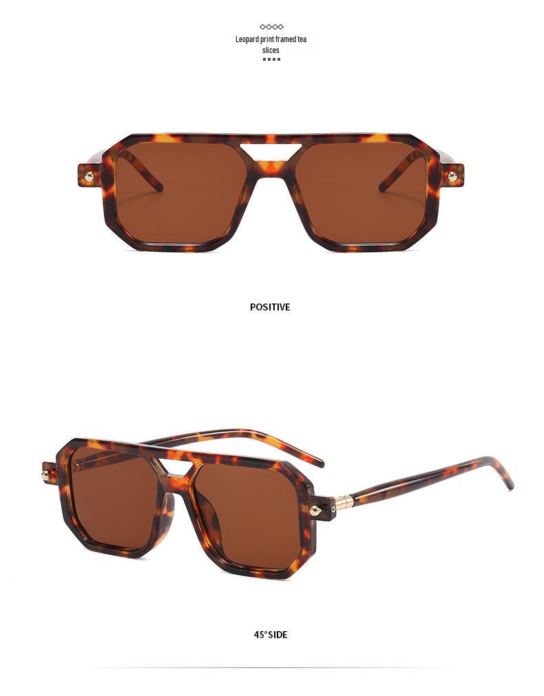 Trendy European & American Thick Frame Double Beam Square Sunglasses for Men & Women