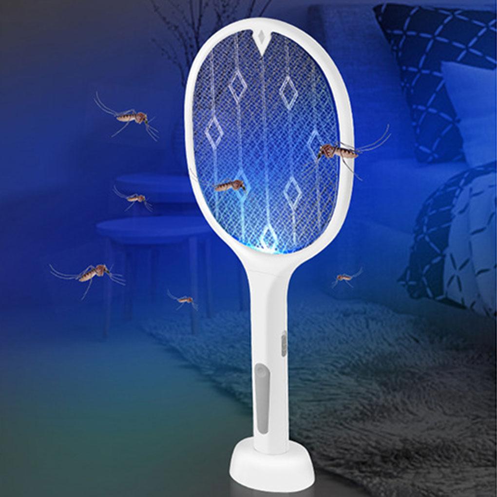 Fly Racket 5W LED Rechargeable Bug Bat Electric Portable Pest Control Device, Star Moon, Green