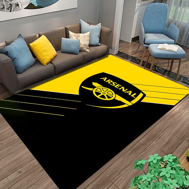 "Arsenal Logo Carpet, Yellow and Black Design for Living Room Decor" Suitable for use as an anti-slip for living room bedroom sofas