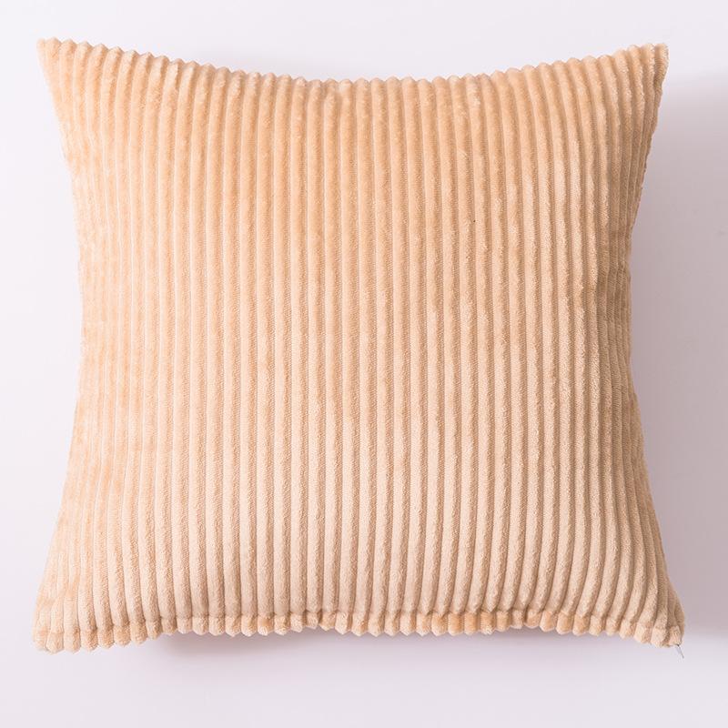 Soft Striped Home Decorative Throw Pillow Covers, Square Corduroy Cream Cushion Cases
