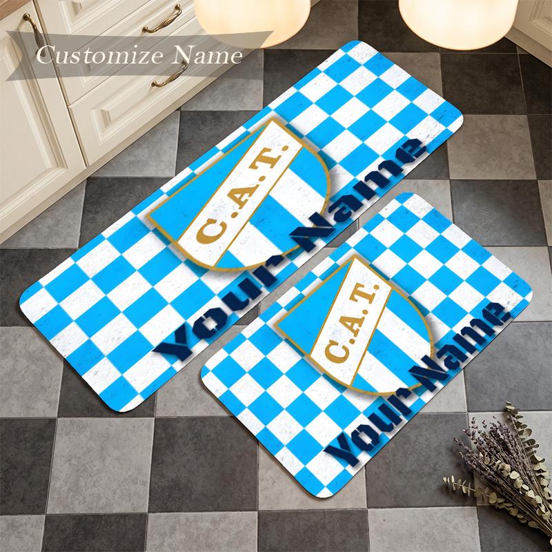 Club Atletico Talleres (5) Custom Name Flannel Mat Anti-Slip Kitchen Floor Rug for Home Kitchen Decor Gift