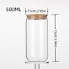 1 STÜCK 500ML Bambusdeckel Strohhalm Glas Hochwertige Milch-, Tee-, Wasser-, Kaffeetasse Transparentes Einmachglas Geschenkbecher