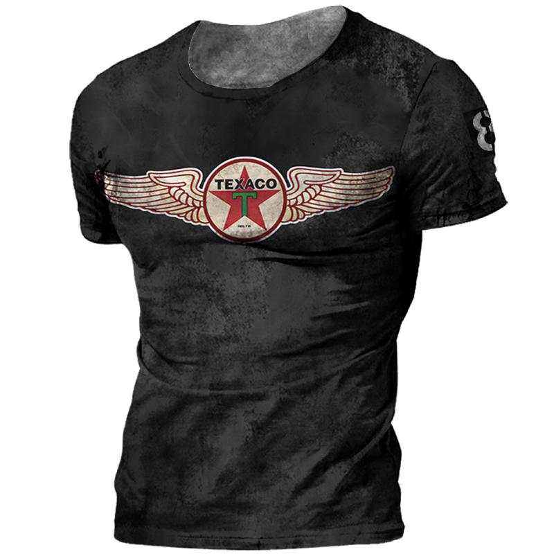 2023 Sommer T-Shirt Herren Vintage Print 3D American Route 66 T-Shirt Kurzarm Tee Tops Übergroßes Shirt Lockere Herrenbekleidung