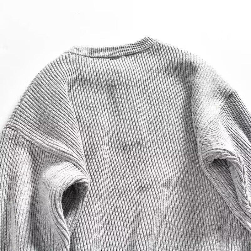 Men s Autumn/Winter Button Knitwear – Korean Casual Style, Round Neck, Versatile Layer XL серый